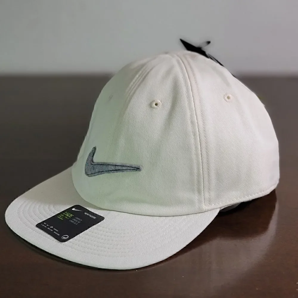Nike Sportswear NSW Heritage 86 Off-White Color Grey Recycled Swoosh Logo Visor